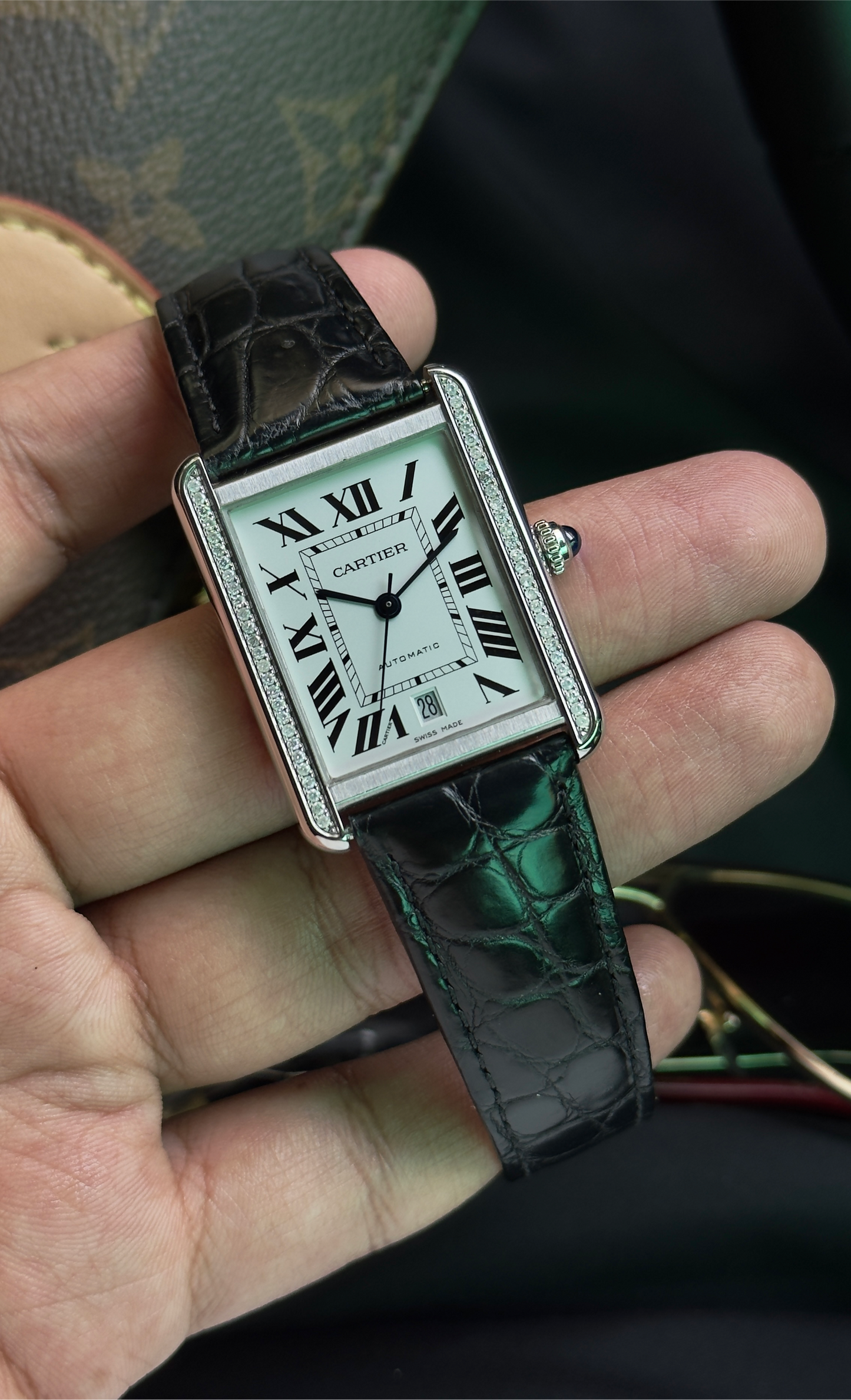 Cartier Tank xl 3135 (Pre-owned) After Market diamonds