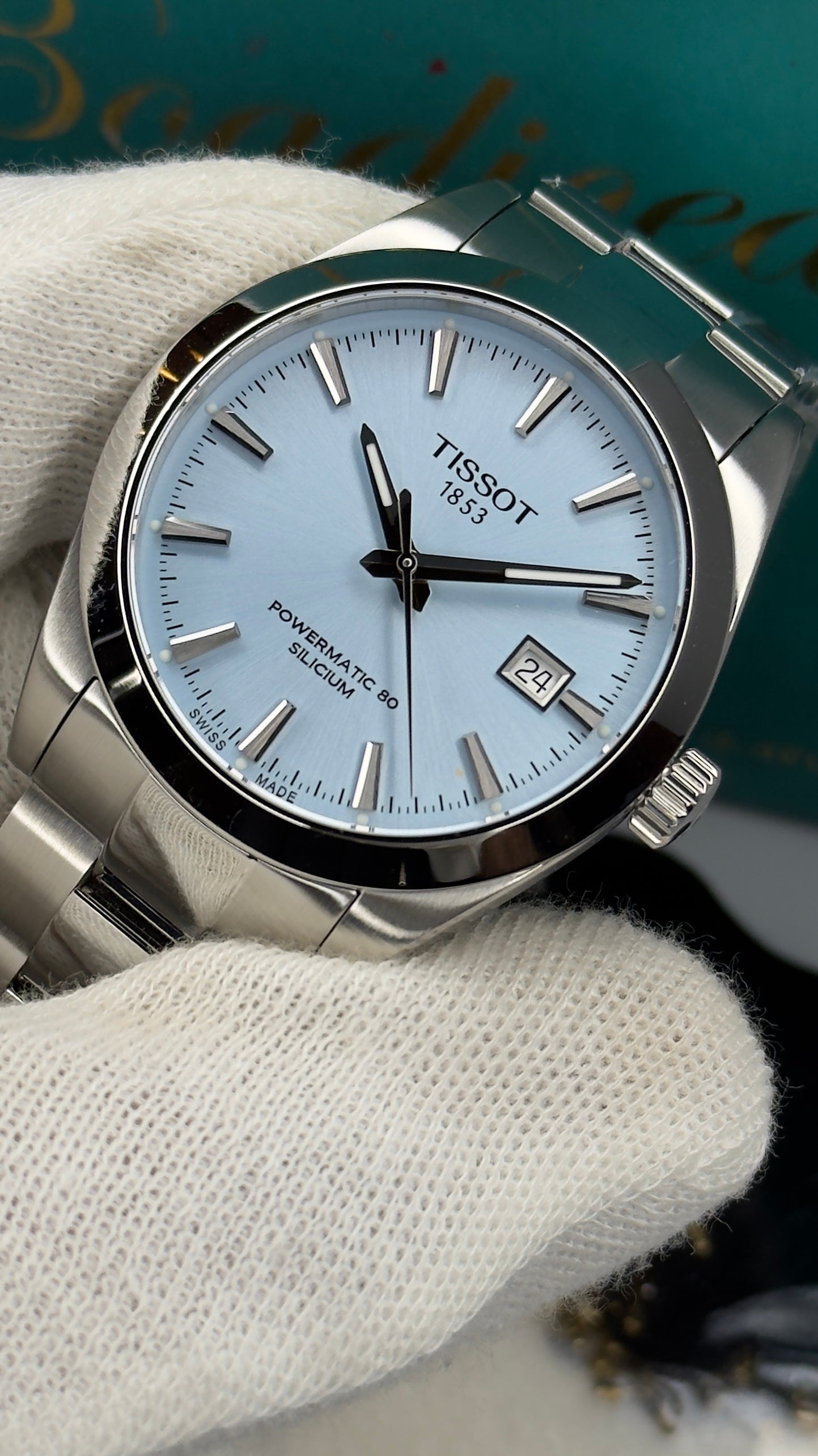 TISSOT GENTLEMAN POWERMATIC 80 SILICIUM Ice Blue T127.407.11.351.00