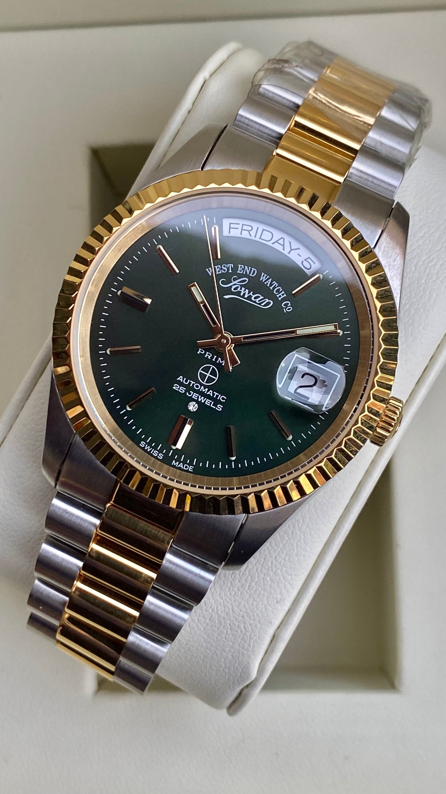West end watch Co. Green dial Day/Date( New ) 38mm 6828.20.3330