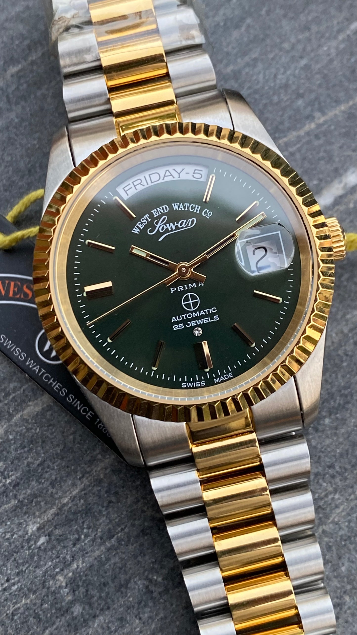 West end watch Co. Green dial Day/Date( New ) 38mm 6828.20.3330