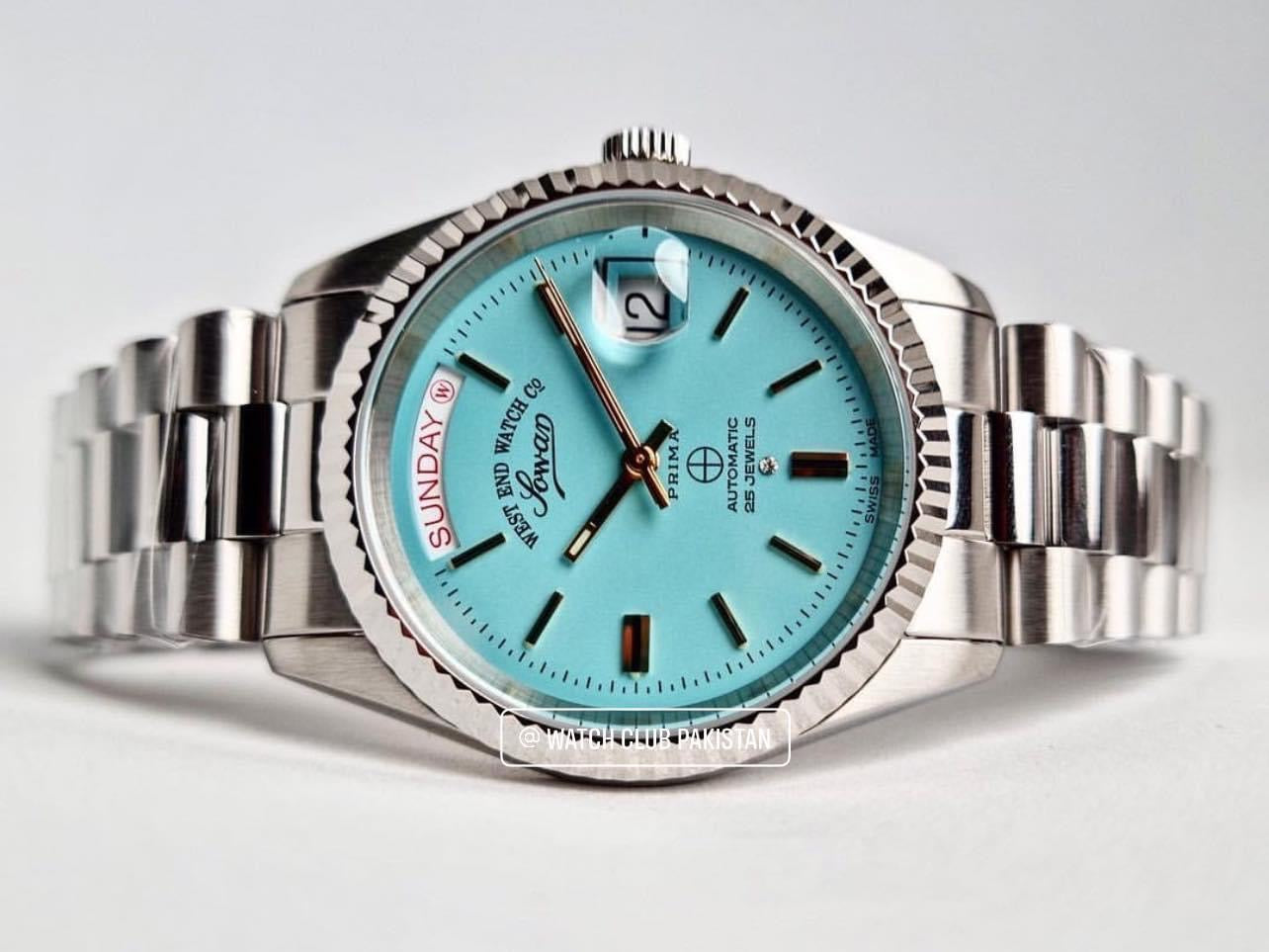 West end watch Co. Tiffany blue dial Day/Date