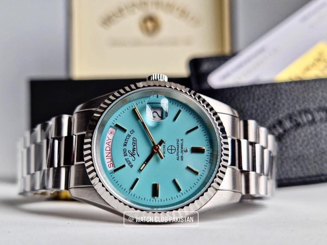 West end watch Co. Tiffany blue dial Day/Date