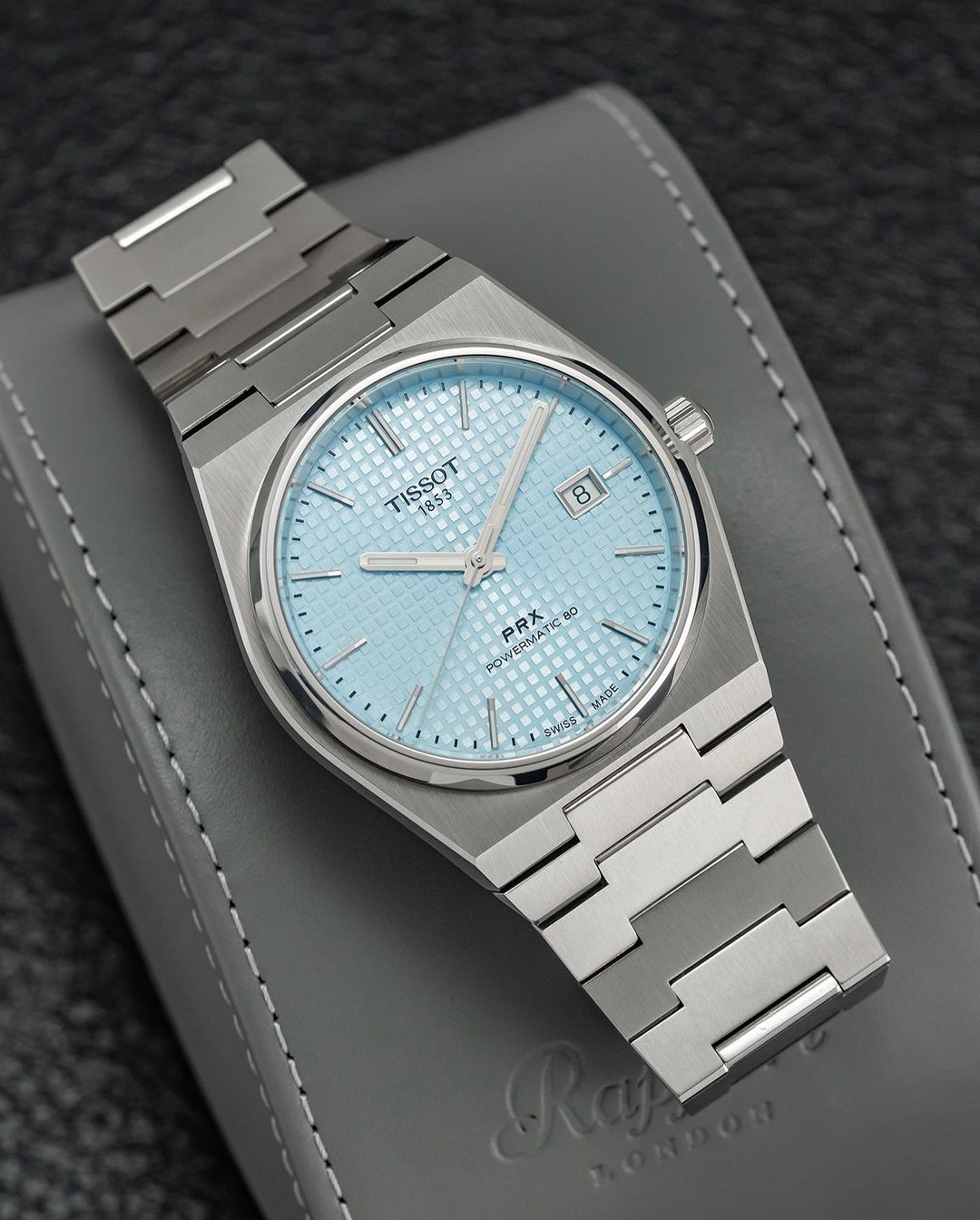 TISSOT PRX POWERMATIC 80 40mm Pre owned T137.407.11.351.00 ice blue tiffany blue