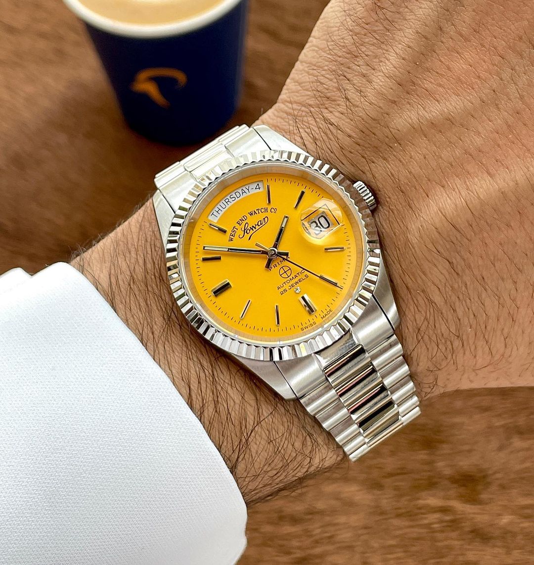 West end watch Co. Lemon dial Day/Date
