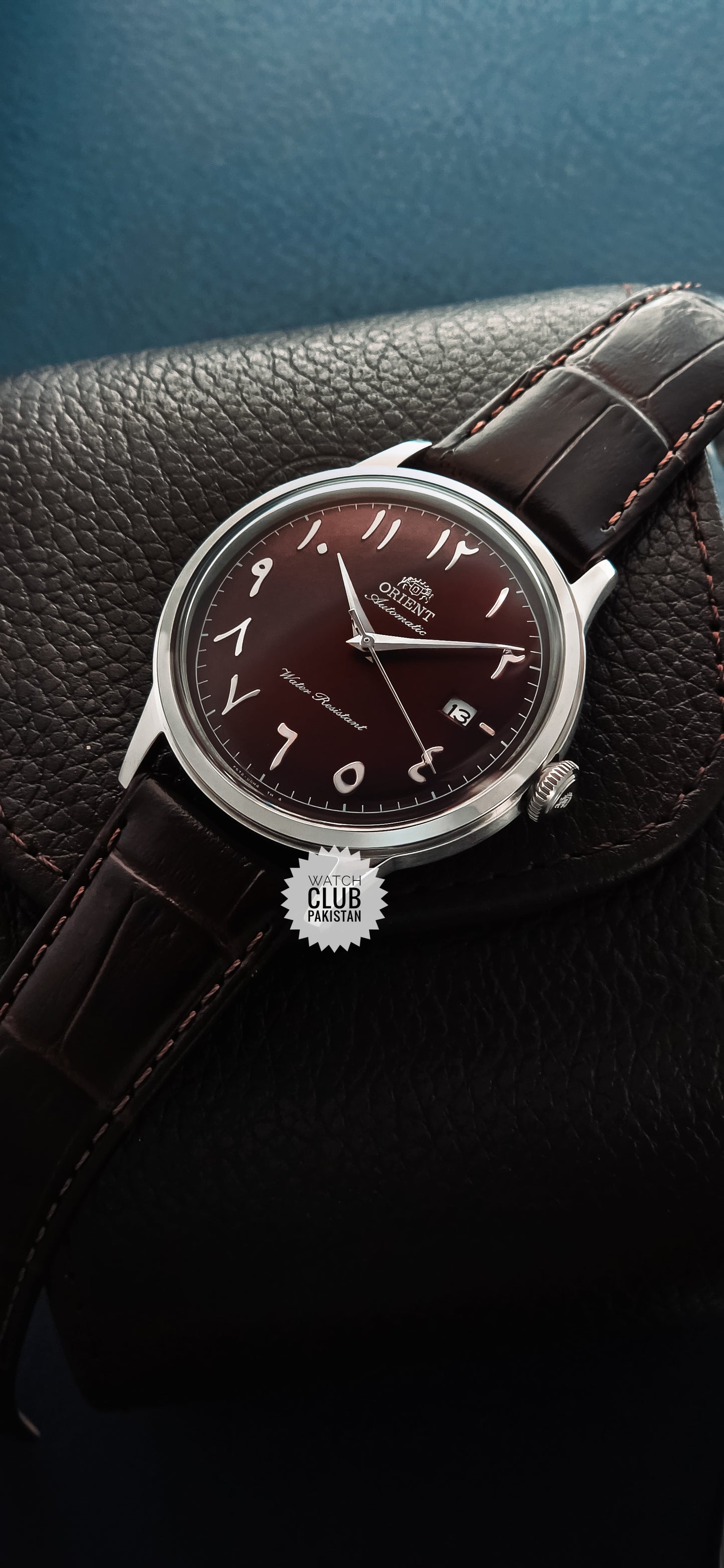 Orient Bambino Ref:RA-AC0037R  Arabic Numeral Red Wine Dial Leather Strap Watch - 40.5mm (Brand-New)