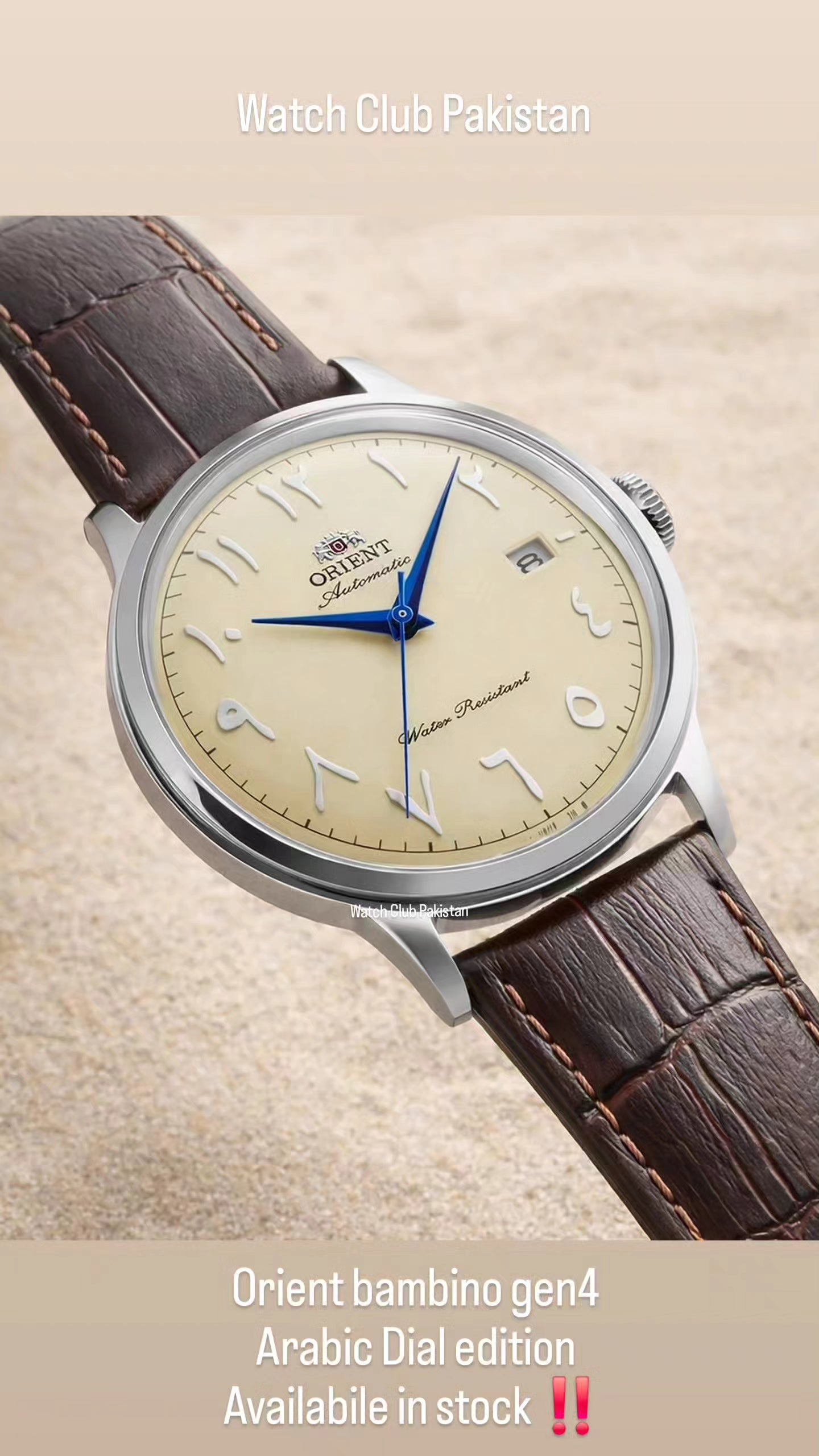 Orient Bambino Ref:RA-AC0039Y Arabic Ivory Dial Leather Strap Watch - 40.5mm (Brand-New)