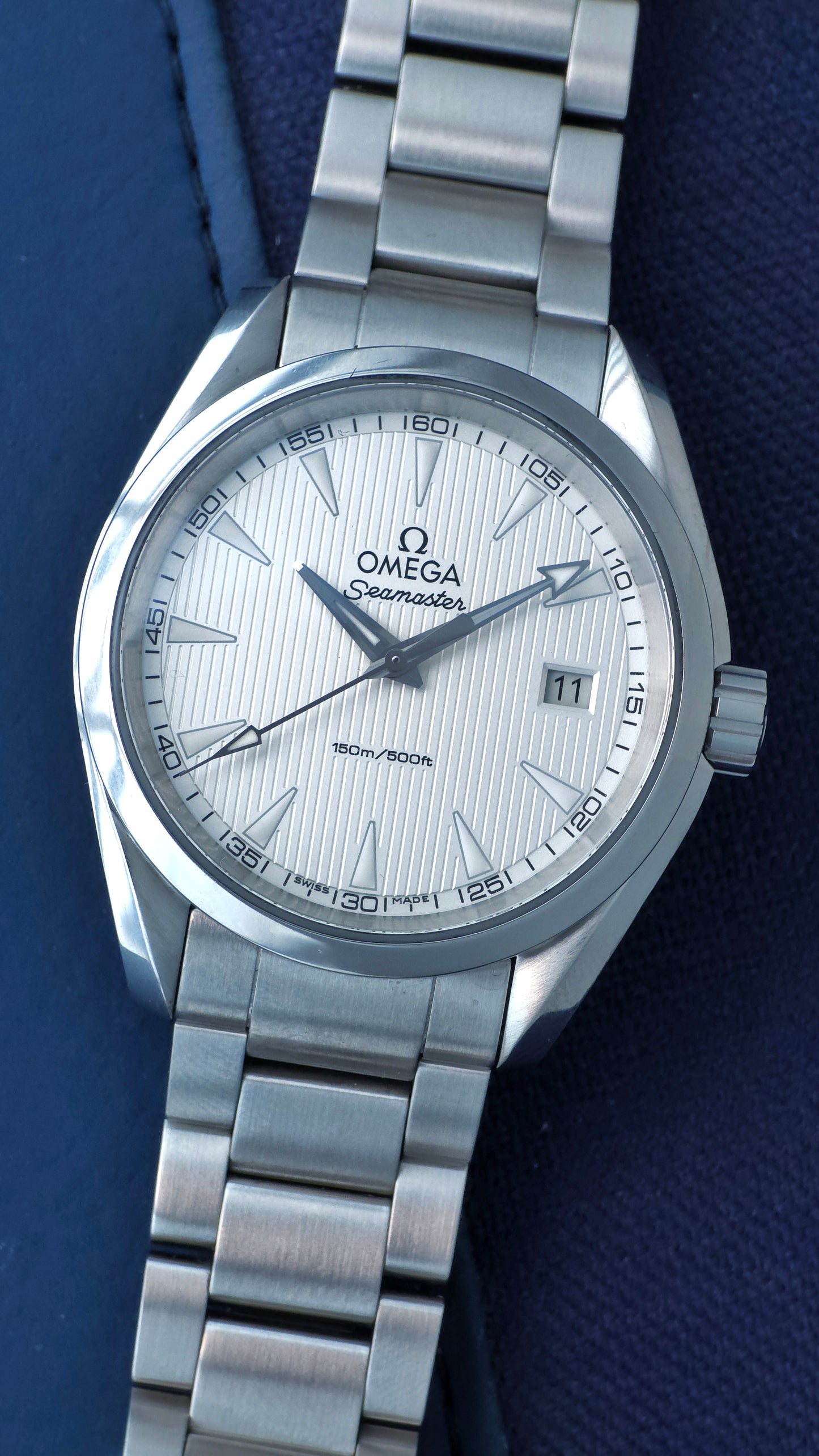 Omega Seamaster
Aqua Terra 150M
38.5 mm, steel on steel (Pre-Owned) sapphire crystal Quartz movement like new condition