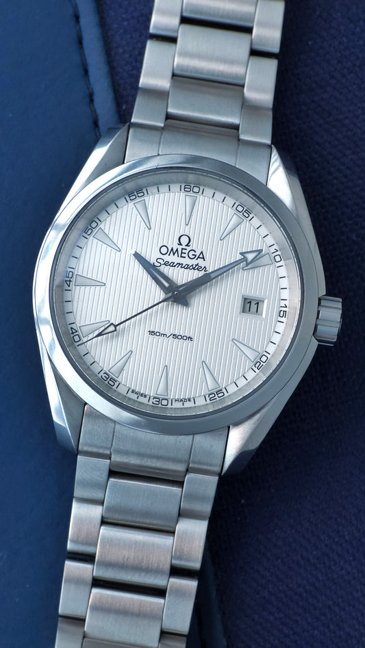 Omega Seamaster
Aqua Terra 150M
38.5 mm, steel on steel (Pre-Owned) sapphire crystal Quartz movement like new condition