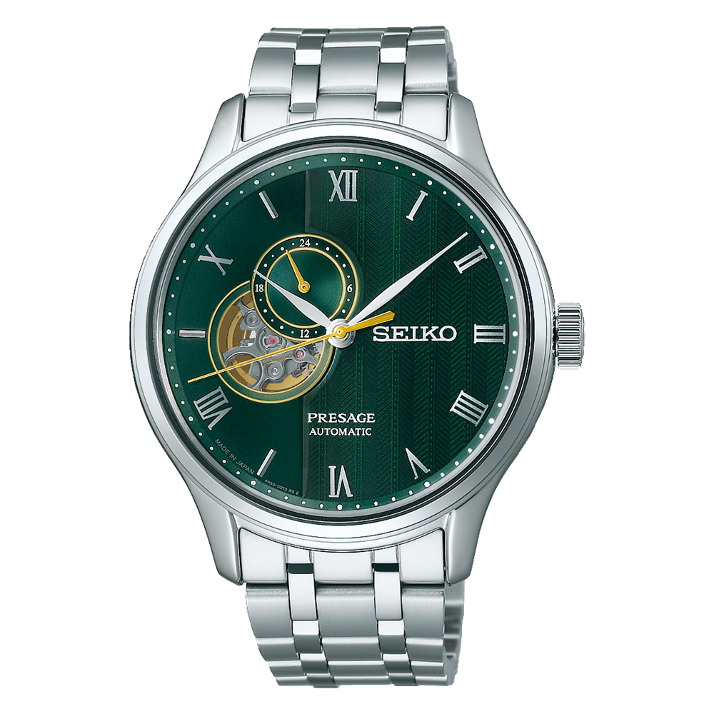 Presage Green Dial Elegant Japanese Garden Open Heart Watch Ref: Ssa463j1 (Brand-New)