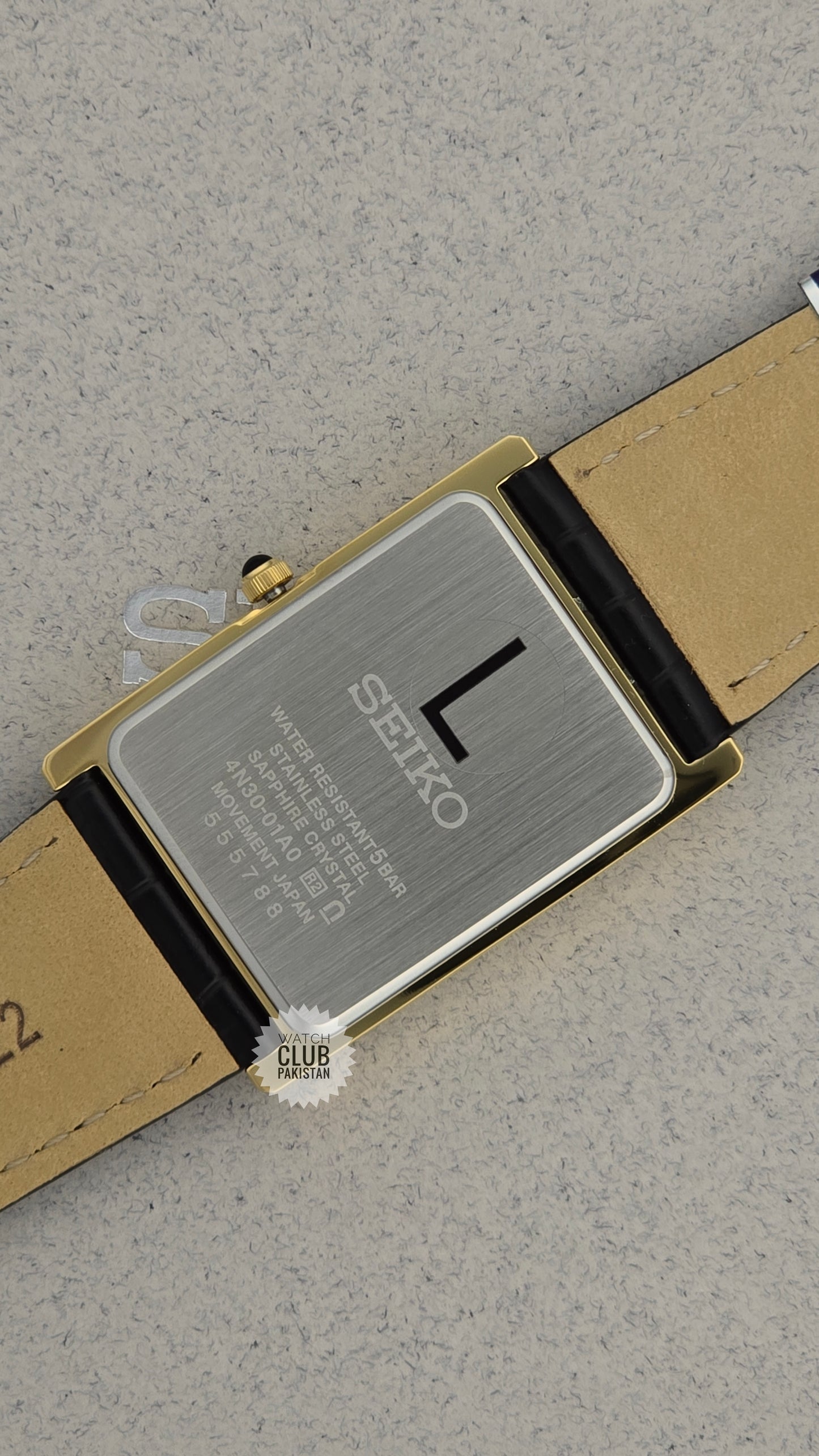 Seiko Tank Ref: SWR104P1 Large size Mens Watch golden case PVD (Brand-New) Sapphire Crystal