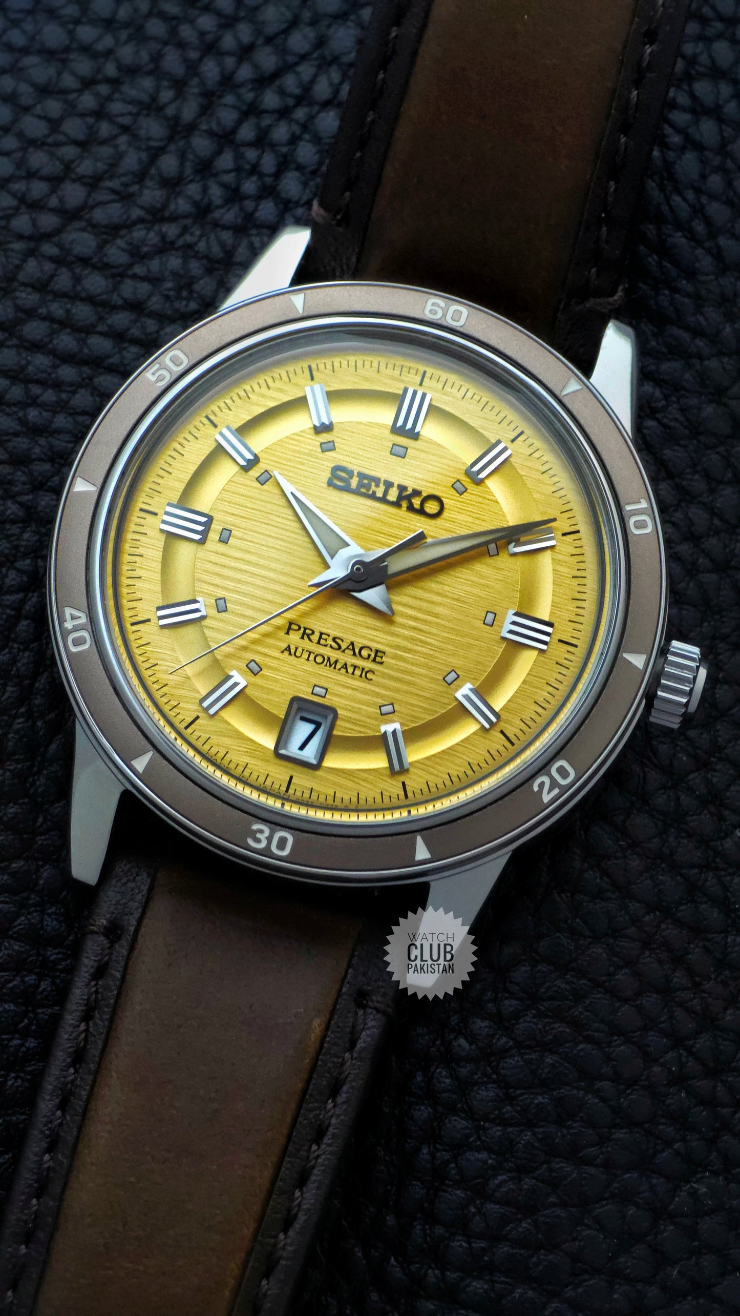 Seiko Presage Sundust style 60's Dial (Brand -New) 39.5mm Ref:Srpl75j1 Two tone leather Strap