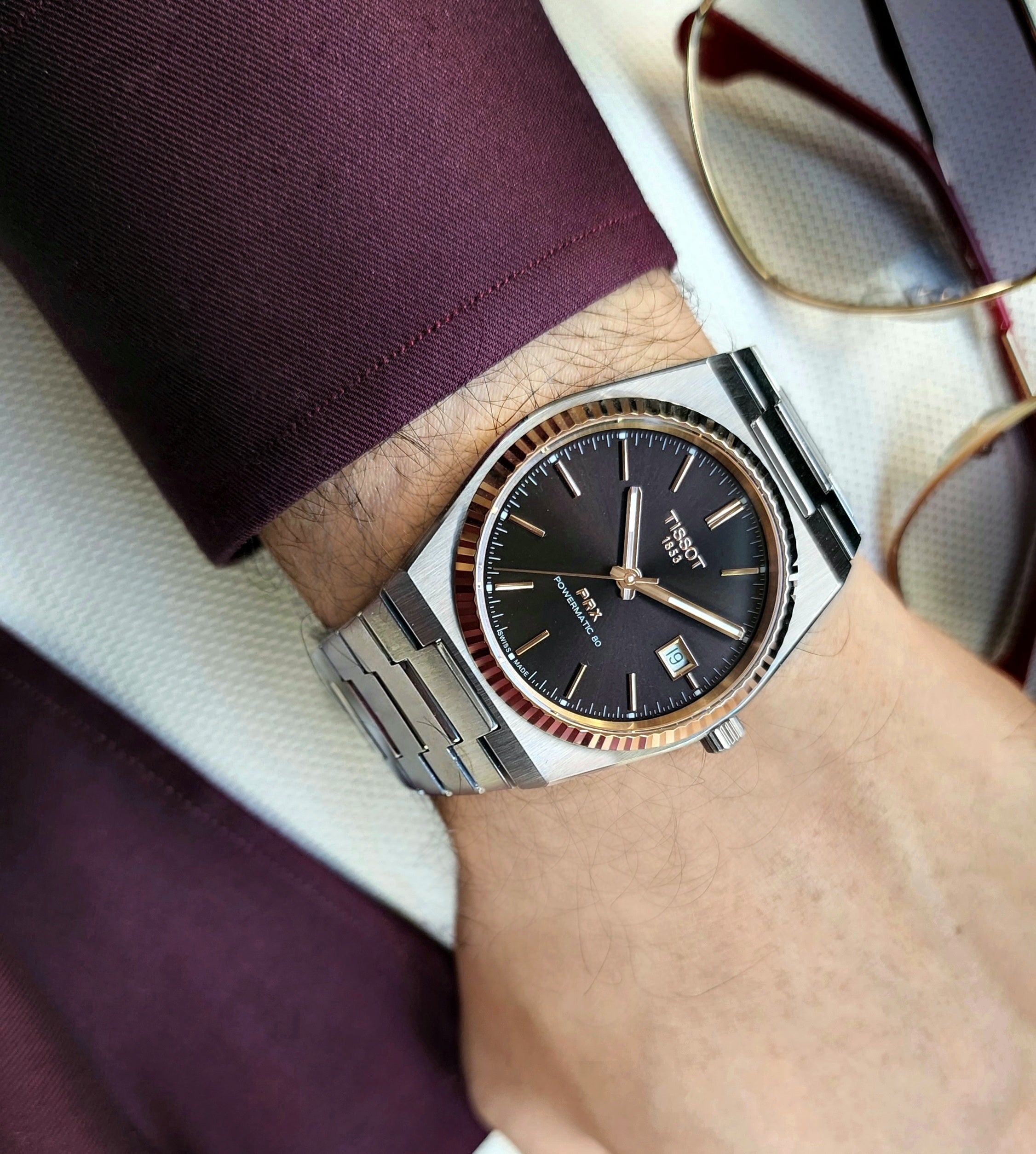 Tissot prx Automatic 18k gold fluted bezel