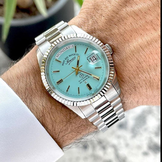West end watch Co. Tiffany blue dial Day/Date
